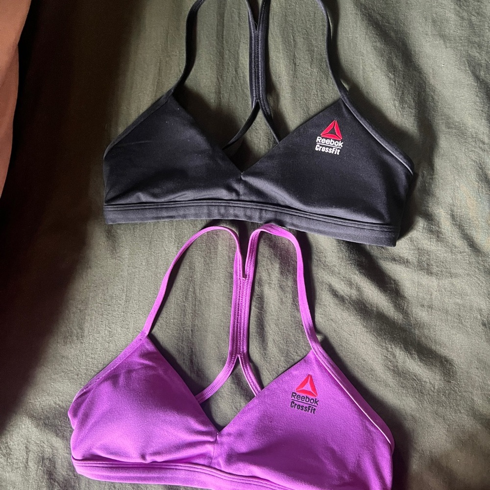Reebok Women's Black and Purple Sports Bras